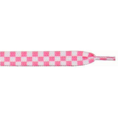 Wholesale Printed Flat 9/16" - White/Pink Checker Large (12 Pair Pack) Shoelaces from Shoelaces Express