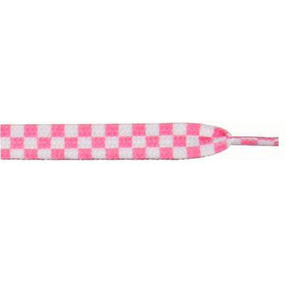 Printed Flat 9/16" - White/Pink Checker Large (12 Pair Pack) Shoelaces from Shoelaces Express