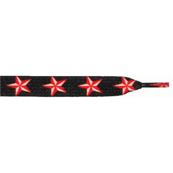 Wholesale Printed Flat 9/16" - Big Red Stars (12 Pair Pack) Shoelaces from Shoelaces Express