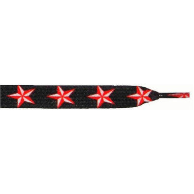 Printed Flat 9/16" - Big Red Stars (12 Pair Pack) Shoelaces from Shoelaces Express