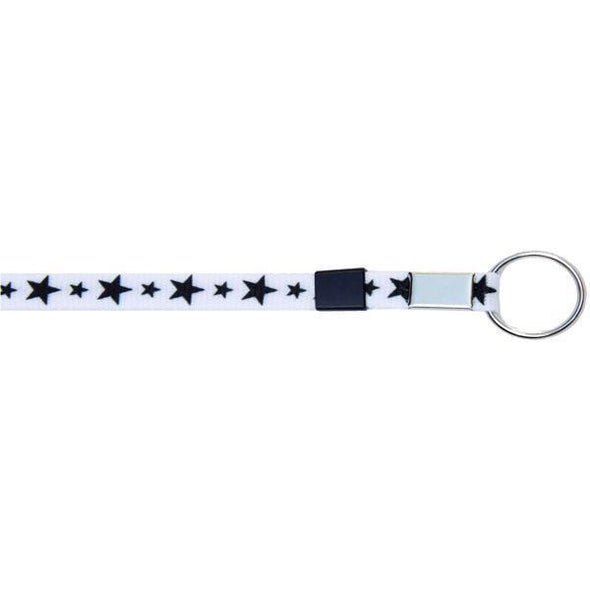 Key Ring 3/8" - Black Stars (12 Pack) Shoelaces from Shoelaces Express