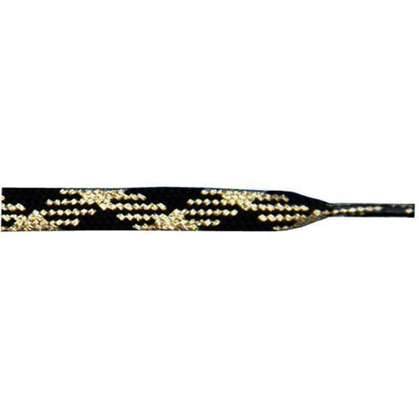 Wholesale Metallic Thin Flat 3/8" - Gold/Black (12 Pair Pack) Shoelaces from Shoelaces Express