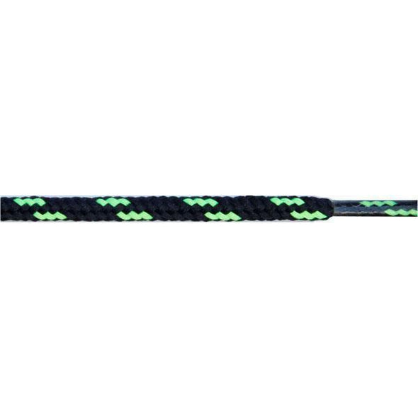 Wholesale Round Dual Tone 3/16" - Black/Neon Green (12 Pair Pack) Shoelaces from Shoelaces Express
