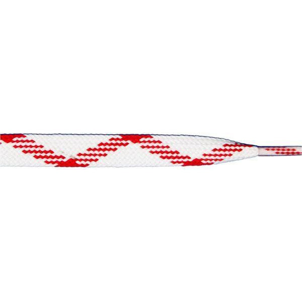 Thick Dual Tone Flat 9/16" - White/Red (12 Pair Pack) Shoelaces from Shoelaces Express