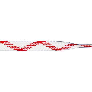 Thick Dual Tone Flat 9/16" - White/Red (12 Pair Pack) Shoelaces from Shoelaces Express