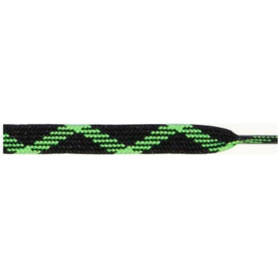 Thick Dual Tone Flat 9/16" - Black/Neon Green (12 Pair Pack) Shoelaces from Shoelaces Express