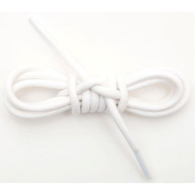 Waxed Cotton Round Laces Custom Length with Tip - White (1 Pair Pack) Shoelaces from Shoelaces Express