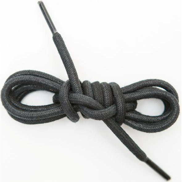 Waxed Cotton Round Laces Custom Length with Tip - Black (1 Pair Pack) Shoelaces from Shoelaces Express