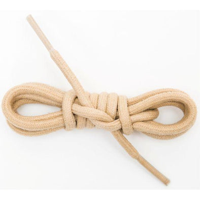 Waxed Cotton Round Laces Custom Length with Tip - Beige (1 Pair Pack) Shoelaces from Shoelaces Express