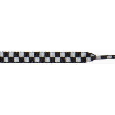 Wholesale Printed Flat 3/8" - White/Black Checker Large (12 Pair Pack) Shoelaces from Shoelaces Express